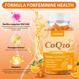 CoQ10 Oranges Gummies 500mg-3X Better Absorption Coenzyme Q10 Supplements - Plus Omega-3, Magnesium, Vitamin B3 & Zinc for Heart Health, Cellular Energy & Antioxidant, Vegan, Non-GMO 60 Ct (1)