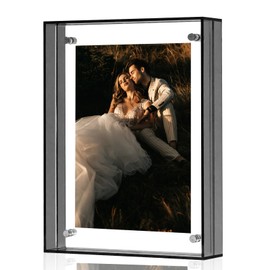MFoffice 5x7 Picture Frame,Color Acrylic Photo Frame, Wall & Tabletop Picture Frames, Modern Floating Picture Frame for Gallery Home Office (Black-1 Pack
