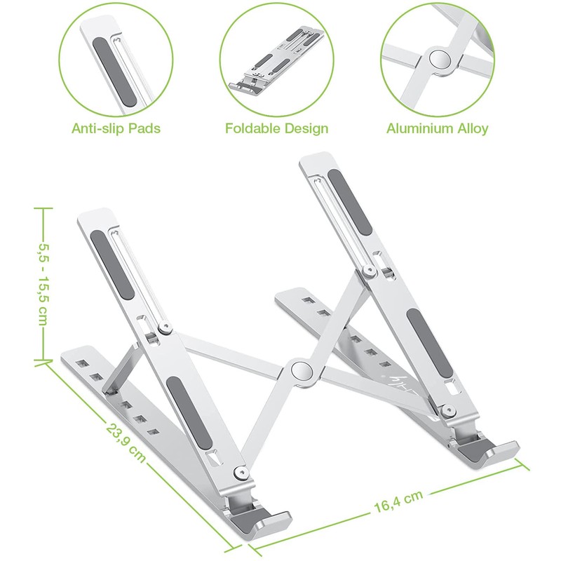 Techly 364255 Aluminium Folding Stand for Notebooks, Tablets and Smartphones