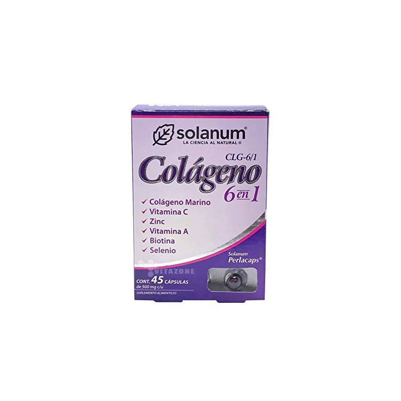 Colágeno Marino Vitamina C Zinc Biotina Selenio 45 caps Solanum