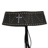 JUMISEE Women Rhinetone Cross Rivets Wide Leather Belt Western Lace