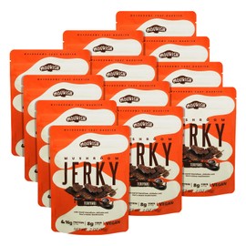 Mourish Plant-Based Vegan Jerky, High Protein Healthy Snacks Vegan Jerky, 16g Protein, 0 Trans Fat, Teriyaki (2 oz. 12 Pack)