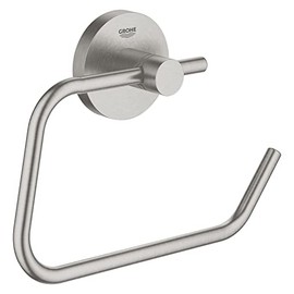 GROHE Start - Papierhalter (Material: Metall, verdeckte Befestigung, ohne Deckel, zum Kleben oder Bohren), supersteel, 41200DC0