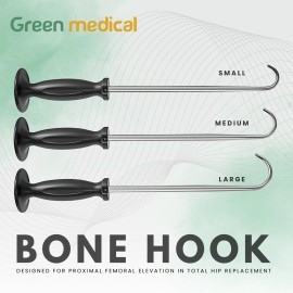 Green Medical Bone Hook Retractors set of 3 Knee Raiser Hip Retractor Orthopedic instruments
