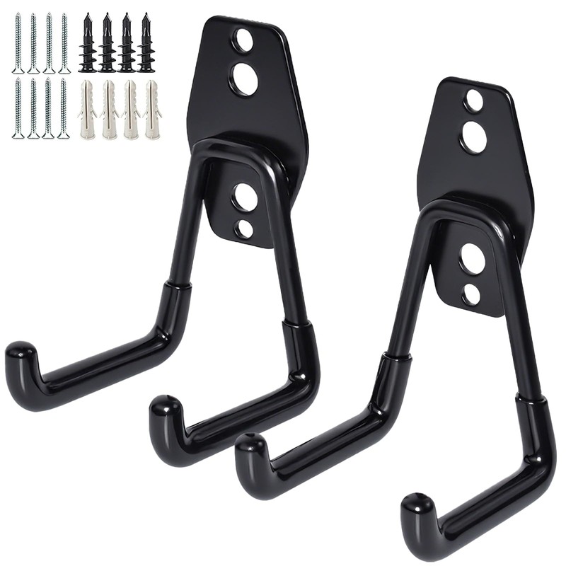GeeWatom 2 Pack Garage Storage Utility Hooks，Garage Garden Tool Organizer，Steel