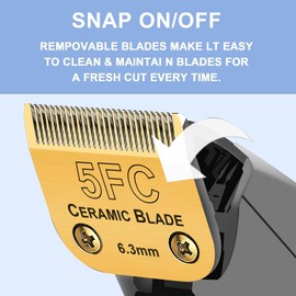 5FC Blade Fellpflege-Haarschneidemaschine, Ersatzklinge, kompatibel mit Andis Dog Clipper/den meisten Oster A11/Wahl KM Series Haustierschneidemaschinen (5FC: 6,3 mm), Gold