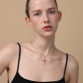 Avotto Cross Necklace for Women Projection Chain Pendant Religious Christian Baptism First Communion Confirmation Heart Jewelry Gifts Always Remember Graduation Gifts Her Gold