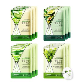 Face Sheet Mask Set - 12 Pcs Hydrating and Moisturizing Masks with Avocado, Aloe Vera, Improve the Dry, Soothing and Calming, Compact Brightening Skin, Korean Beauty Skin Care Products Gift for Women