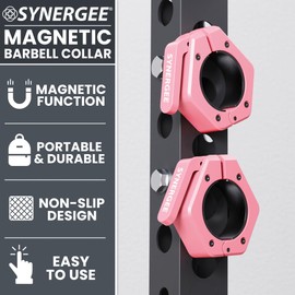 Synergee Pink Magnetic Barbell Collars – Locking 2" Olympic Size Weight Clamps - Quick Release Collar Clips – Bar Clamps Great for Crossfit Olympic Lifts and Strength Training
