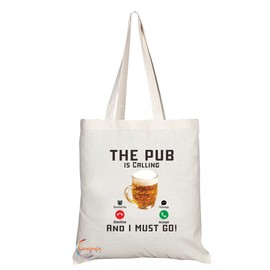 Coralgraph Inc TB1264 The Pub is Calling and I Must Go Novelty Present Gift Printed Eco-Friendly Stylish Long Handled Tote Shoulder Bag