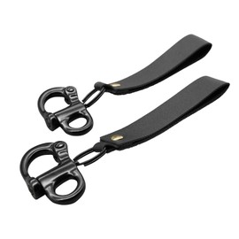 Quick Release Clips for SCBA Mask Firefighter Accessories Stainless Steel Snap Shackle Lanyard with Leather Handle（Black)