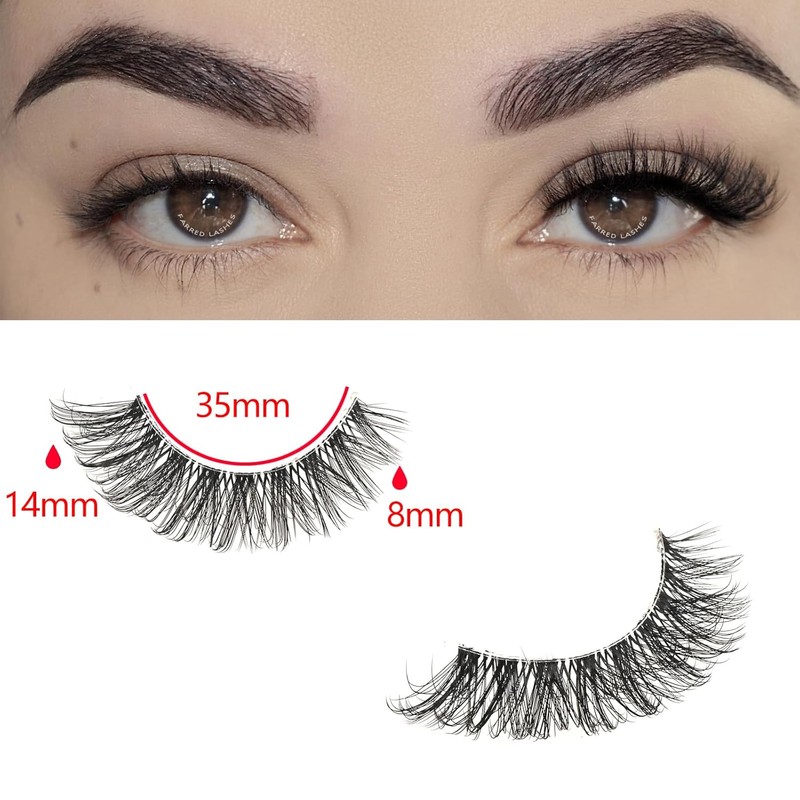 FARRED Natural False Eyelashes Cat Strip Invisible Band Faux Mink