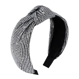 YISSION 1 PC Sparky Knotted Headband Rhinestone Headband Wide Beaded Headbands for women Non Slip Jeweled Embellished Hairband Fashion Hair Accessories for Women Girls