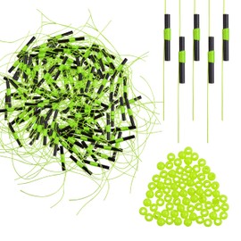 SILANON Bobber Stops for Fishing Floats,100/200pcs Slip Bobber Stops with Plastic Beads Bobber Stoppers for Fishing Line Float Bobber Stops String Knots Freshwater Saltwater