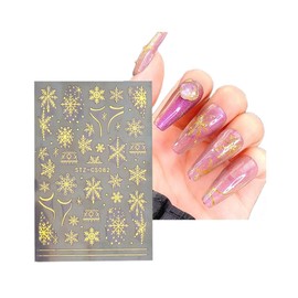 Generic Snowflake Christmas Nail Sticker French Tips Heart Lace Stripes Xmas Deer Cs082 Gold Nail Wraps Art Stickers Manicure Supplies for Women for Home Nails Full Long Lasting Easy Apply and Remove