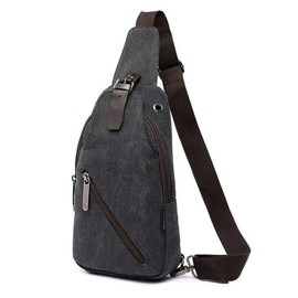 Hebetag Canvas Sling Crossbody Bag Daypack for Men Women Outdoor Travel Casual Shoulder Chest Backpack Bags Day Pack Hunting Hiking Camping Black Gray