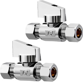 Minimprover 2 Pack Premium Brass 3/8" Compression x 3/8" Compression Quarter Turn Water Straight Angle Valve