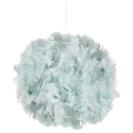 Eye-Catching and Modern Real Natural Duck Egg Blue Feather Decorated Small Pendant Light Shade 40watt Maximum Perfect Statement Piece 25cm Diameter by Happy Homewares