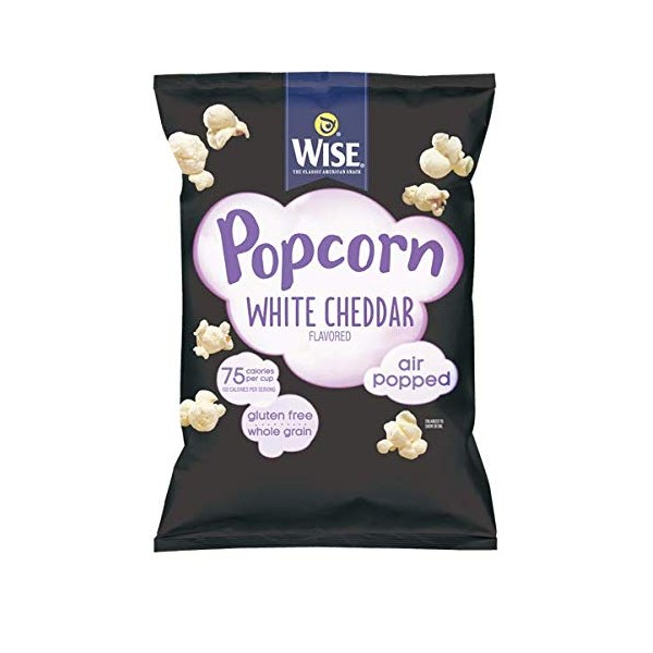 Wise Snacks Popcorn, White Cheddar, 1.75 Ounce (20 count), Gluten Free, Whole Grain, Air Popped
