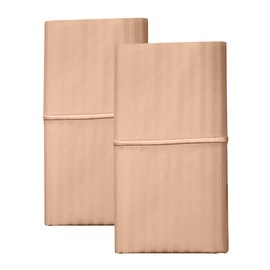 Feather & Stitch Pillow Covers Set of 2, Envelope Closure King Size Pillowcases, Soft Luxury 500TC Damask Stripe Sateen Weave Pillow Case, 20x40 Inches - Maple Sugar