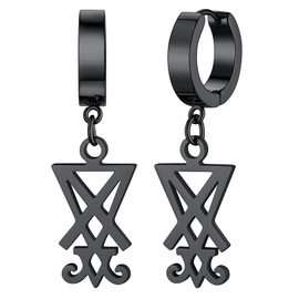 FaithHeart Satan Lucifer Punk Gothic Piercing Earrings with Gift Box for Easter Christmas, Stainless Steel