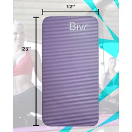 BIVR Portable Yoga Knee Pad Extra Thick Large 12 Inch Wide Cushion For Pilates Fitness Gardening Sitting Kneeing Support For Joints And Lower Spine (Purple)