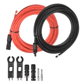 MECCANIXITY Solar Panel Wire 30ft 8 AWG 10mm2 Solar Cable Tinned Copper Wire with Female and Male Connector Black Red for RV Boat Marine Solar Panel