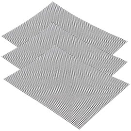 Set of 3 non-stick grill mats, grill mats set, 42 x 36 cm, Teflon mesh grill mat, reusable, BBQ grill mat for gas grill, charcoal, electric grill, oven, cooking, air fryer