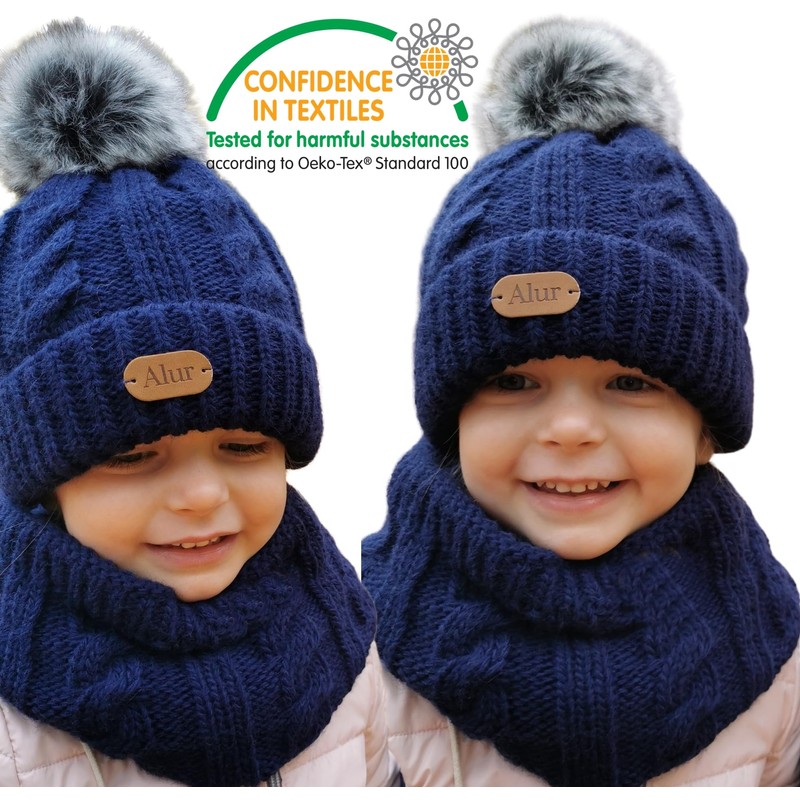 Alur Children's Unisex Beanie with Loop Scarf Set Winter Hat
