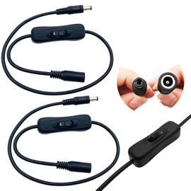 CTRICALVER 2Pcs 5.5x2.1mm DC Switch Cable, Male to Female, Black, Suitable for Light Bars, Table Lamps, Cameras, Surveillance Systems, LED Light Strips, Laser Modules