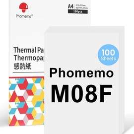 Phomemo M08F Inkless Portable Bluetooth Printer – Supports 8.5" x 11" Letter & A4 Thermal Paper, Compatible with iOS, Android & Laptops, Perfect for Office, Home, School, Business & Travel:_A4 Size （100 sheets）