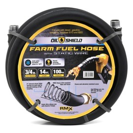 OIL SHIELD 3/4" x 14 ft Rubber Farm Fuel Transfer Hose with Static Wire - 2x Kink Resistance, Flexible to -30°F, Oil & Ozone Resistant, 100 PSI, Compatible with Electric Pumps