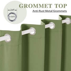 LCOOMZEN Sage Green Grommet Blackout Curtains for Bedroom and Living Room - 2 Panels Set Thermal Insulated Room Darkening Curtains (2 Panels，W52 x L90 Inch,Sage Green)