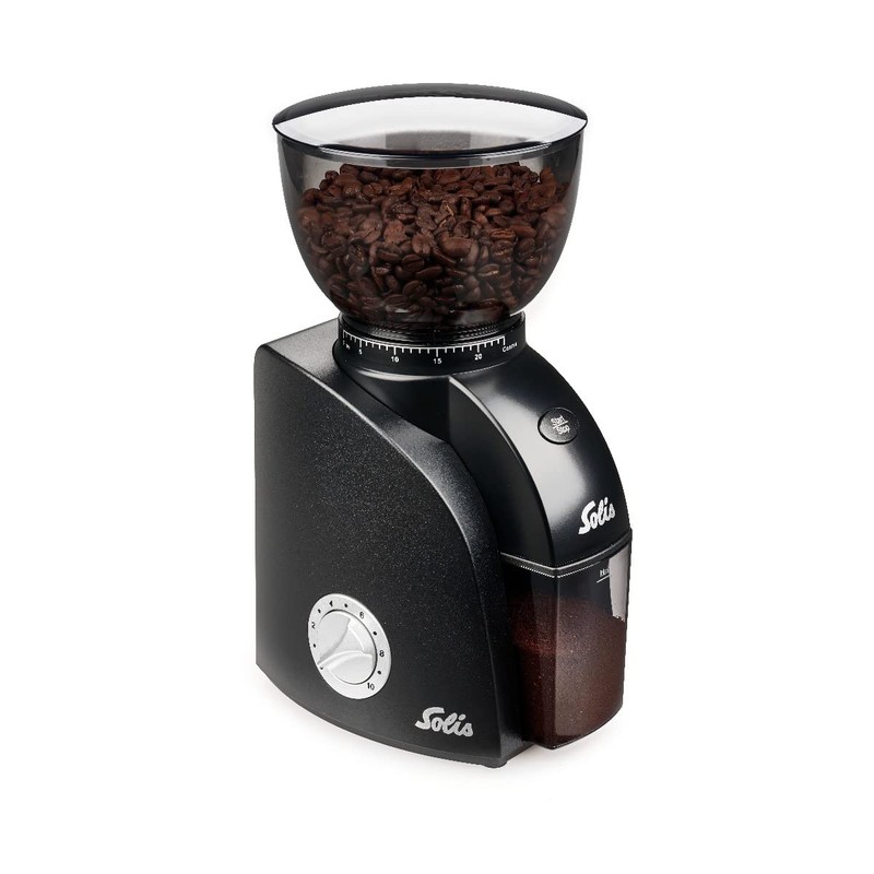 Solis Scala Zero Static Coffee & Espresso Grinder, Black/Black