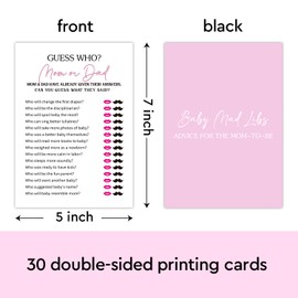 5" x 7" GUESS WHO Mom or Dad Baby Shower Game, Minimalist Themed - (30 Game Card Set), Baby Shower Game Activity, Baby Shower Decorations, Gender Reveal Party Supplies - 12