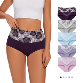 Honzadar Womens High Waist Underwear,Tummy Control briefs,Postpartum Panties,Full Coverage(Regular & Plus Size)