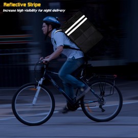 cherrboll XXL Insulated Pizza Delivery Backpack, Thermal Food Delivery Bag with 3 Dividers, Reusable Cooler Backpack for Bicycle Transport