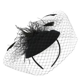 KalluliCC Fascinators Hat for Women Tea Party,Black Kentucky Derby Fascinators Cocktail, Wedding, Fancy Dress Party with Mesh Ribbons Feathers Headbands for Women Girls