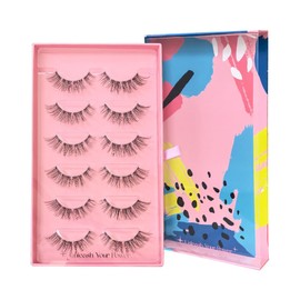 False Eyelashes Multipack - 6 Pairs Fluffy Wispy Lashes, Natural Look & Dramatic Volume, Reusable Faux Mink Eyelashes for Daily & Party Makeup