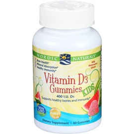 Nordic Naturals Vitamin D3 Gummies Kids, Wild Watermelon Splash - 60 Gummies - 400 IU Vitamin D3 - Bone Health, Healthy Immunity - Non-GMO, Vegetarian - 60 Servings