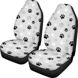 Car Seat Cover Dog Paw Print Front for Cars, Easy to Install Cover Set, Accessories Auto Trucks Van SUV,2 Packs