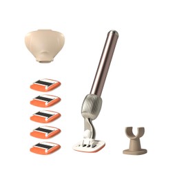 Fler The Razor Shave Set - Women's Razor with Interchangeable Razor Heads, Razor with Holder, 6 Replacement Blades and Protective Case, Unisex Razor, Razor Blades with Aloe Vera, Vitamin E, Blush Pink