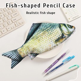 ZEPIQOR 1 x Fish Pencil Case Novelty Fish Pencil Case Fish Purse Funny Pencil Case with Padded Thick Foam Lining for School Classroom