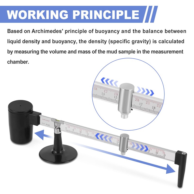 YUCHENGTECH Mud Hydrometer Mud Scale Liquid Densimeter Hydrometer Mud Gravity