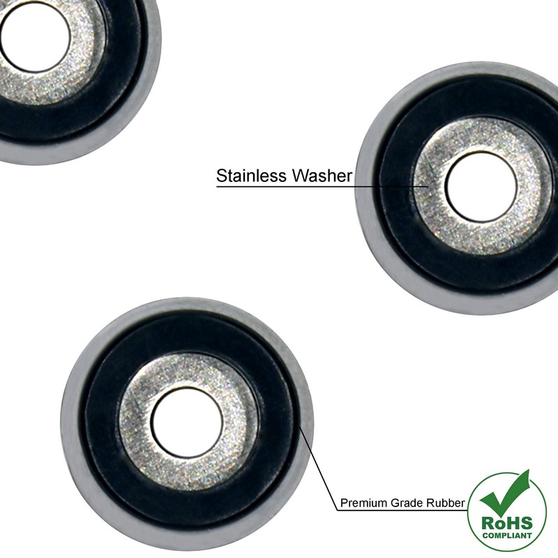 1/2" Small Hard Rubber Bumper Feet with Stainless Washer and