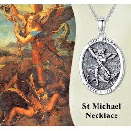 Fashion Jewelry CHRISTIAN RELIGIOUS ST MICHAEL PROTECT ANGEL Pendant On 925 Silver 22" Necklace