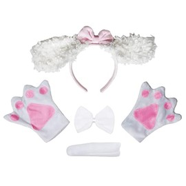 Petitebella Diadema larga para perro, 4 unidades, disfraz de adulto (caniche blanco, talla única)
