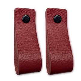 Brute Strength - Leather Handles for Furniture - Bordeaux Red - Pack of 2 - 16.5 x 2.5 cm - Cabinet Handle, Door Handle for Kitchen, Bathroom, Cabinets, Dresser, Wood