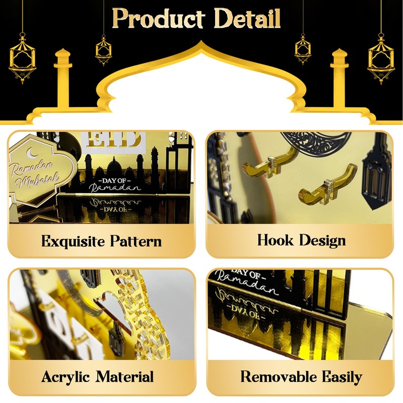 Ramadan Mubarak Advent Calendar, Acrylic Eid Kareem Countdown for Home