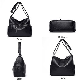 Leather Crossbody Bags for Women Multi Pockets Shoulder Handbags Lightweight Small Satchel with Adjustable Shoulder Strap